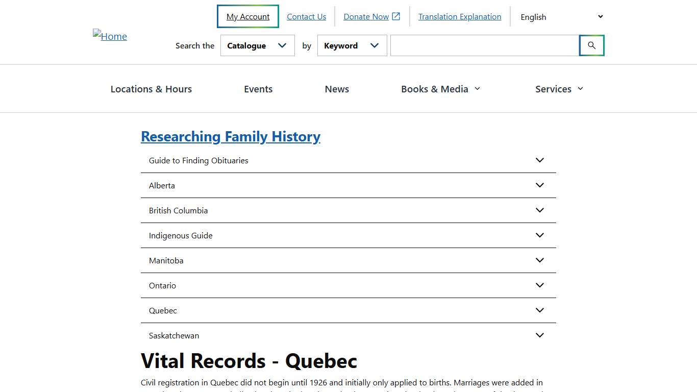 Vital Records - Quebec Surrey Libraries